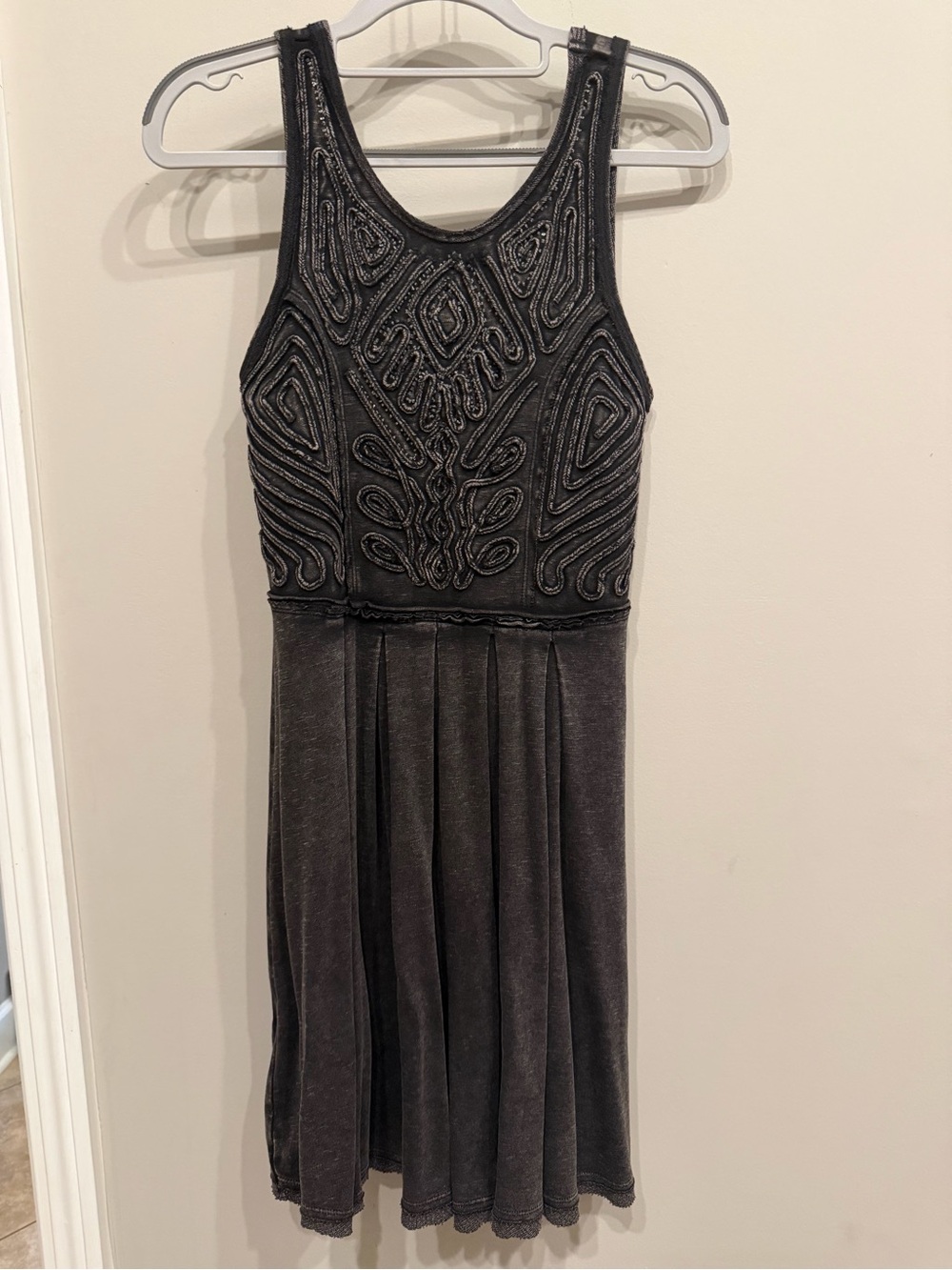 Free People Black Embroidered Tank Dress